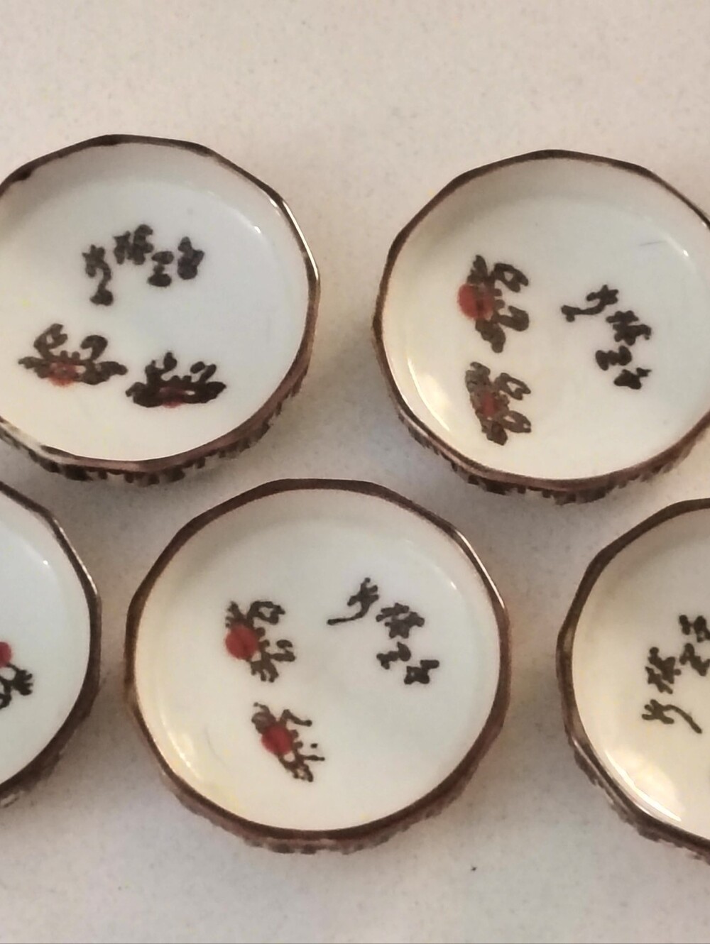 Vintage Japanese Ceramic Crab Soy Sauce Dishes Set of 5 You Shoyu Dip Bowls